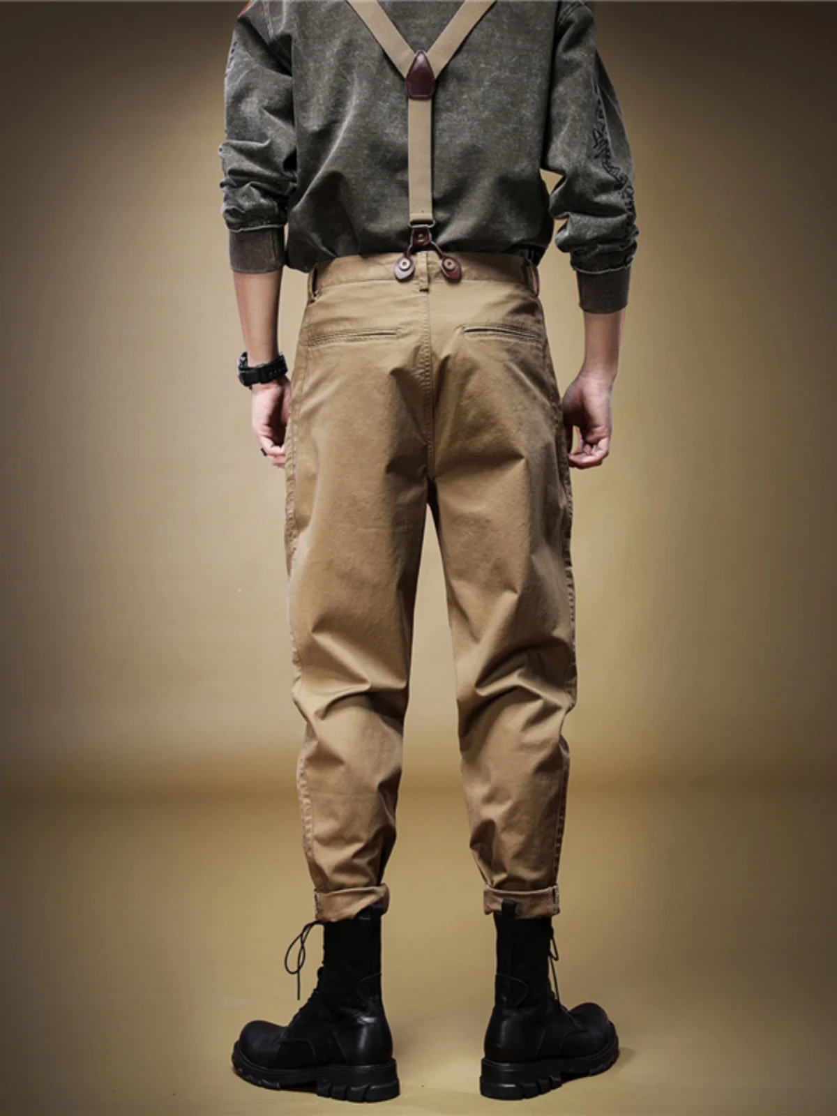 

Jerry American Retro Work Pants Men's Spring Autumn Trendy INS ter Casual Pants Men's Autumn Trendy oulder Strap Pants