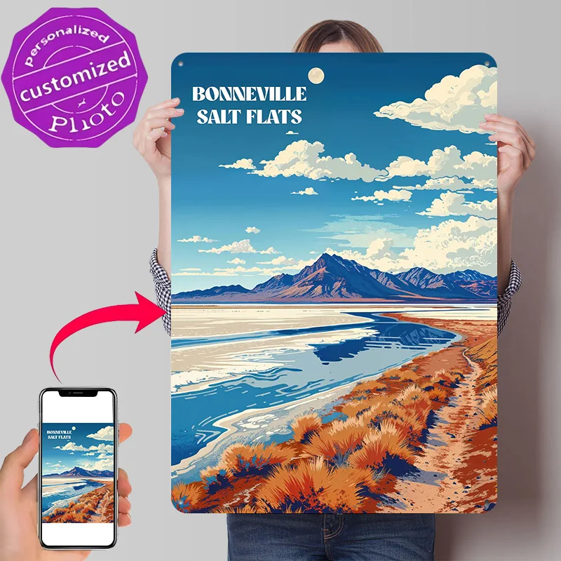 Bonneville Horizons 3D Printed Texture Poster Personalized Wall Art Retro Metal Tin Signs for Wand Deko Bar Accessories Decor