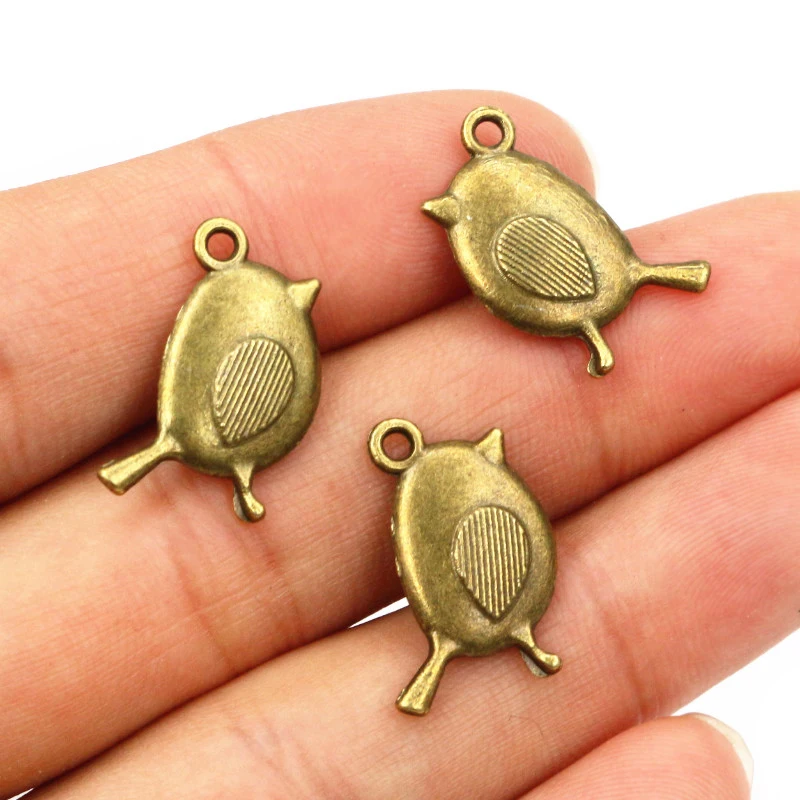 10pcs 19x12mm Bronze Antique Silver Plated Small Cute Bird Handmade Charms Pendant DIY Jewelry Making for bracelet necklace