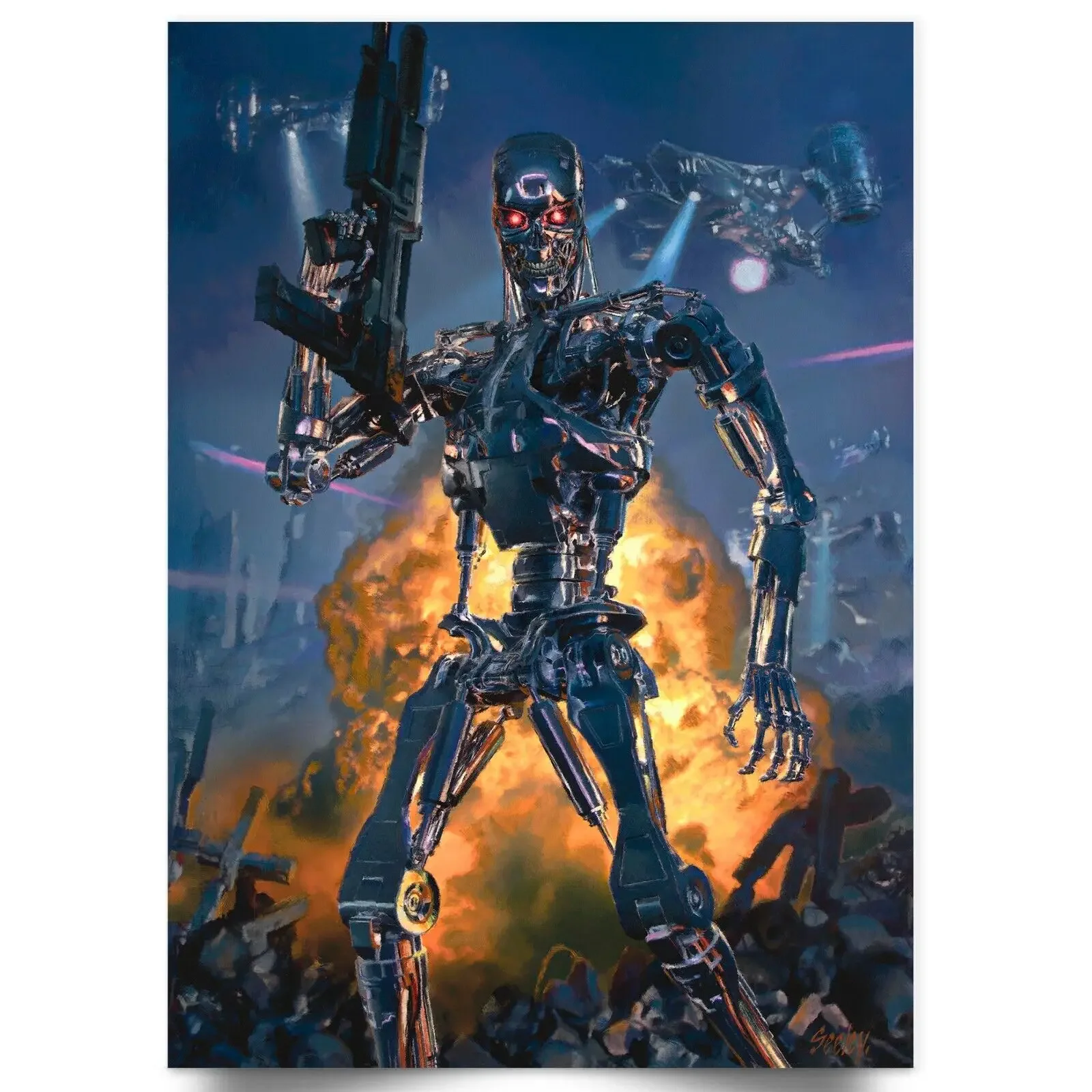 The Terminator Classic Movie T-800, Art Picture Print Canvas Poster, Living Room Decor Home Wall