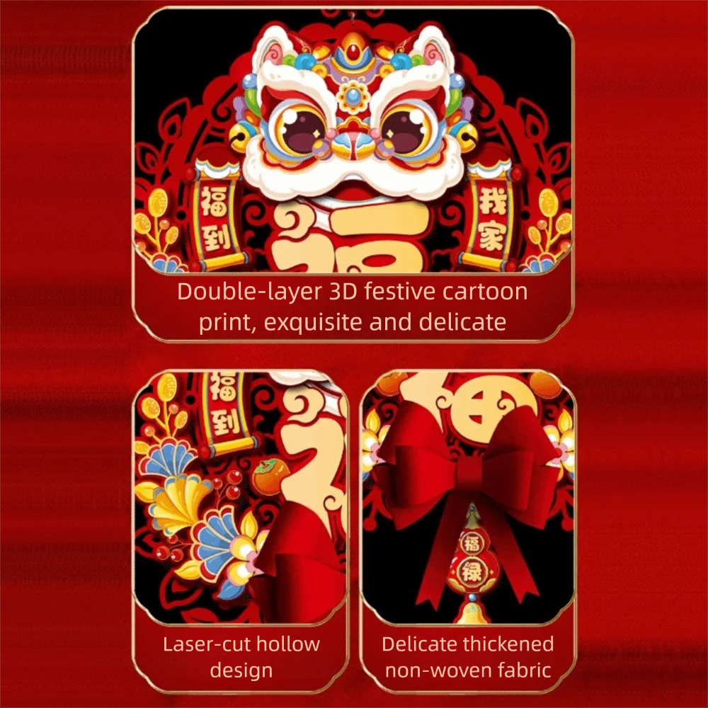 2026 Horse Year Hanging Pendants Chinese Spring Festival Red Lucky Blessing Door Sticker Fu Character Door Sticker
