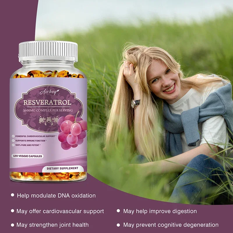 Resveratrol - Brightens Skin Tone, Antioxidant, Support Overall Health & Metabolism