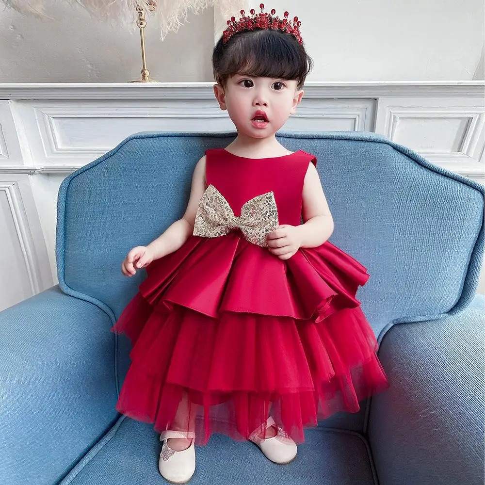 

Baby Girls Dress for Birthday Party Wedding Lace Big Bow Dresses Infant Girl 1st Birthday Baby Set Princess White Baptism Dress