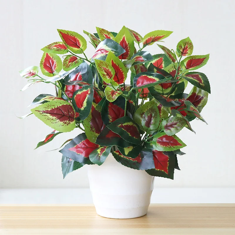 33 cm 7 Gabeln Künstliche Pflanzen Gefälschte Desktop Blatt Pflanze Wand Gras Kunststoff Baum Zweig Floral Kleine Creeper Für Home Office decor – Detail 8