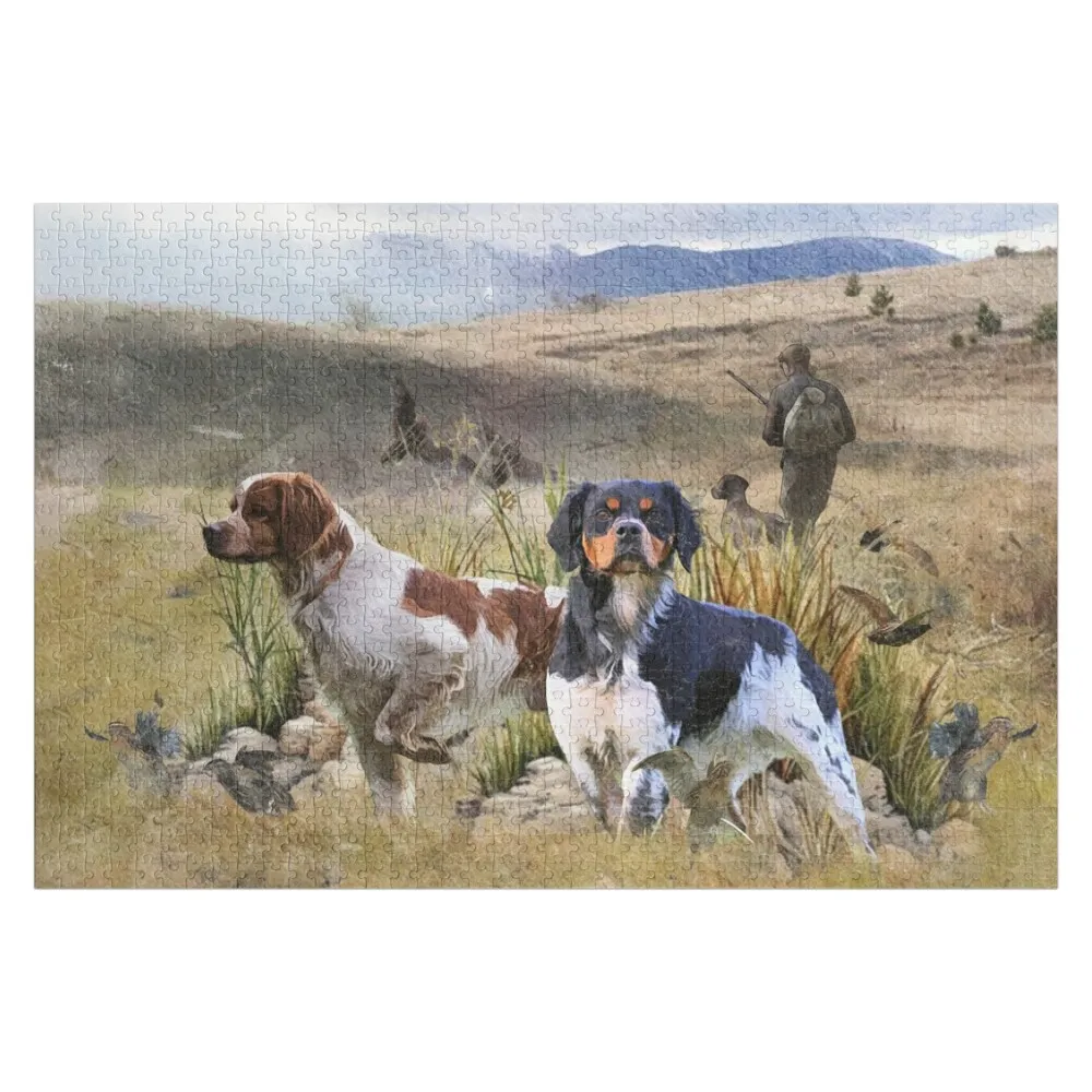 Quail Hunting with a Brittany Spaniels, Art Jigsaw Puzzle Toddler Toys Custom With Photo Wooden Animal Puzzle