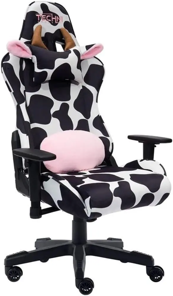 

Techni Mobili Sport TS85 Cow Print Fabric LUXX Series Gaming Chair Black/White