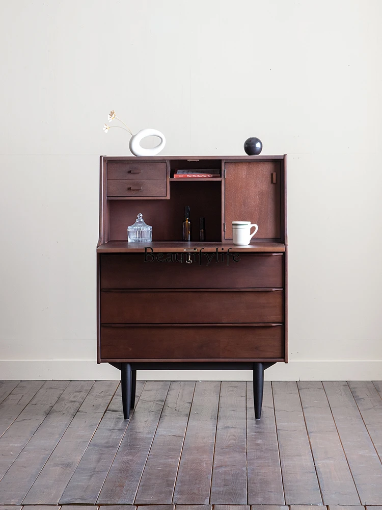 

Solid Wood Dresser Bedroom Small Apartment Hidden Mirror Makeup Table