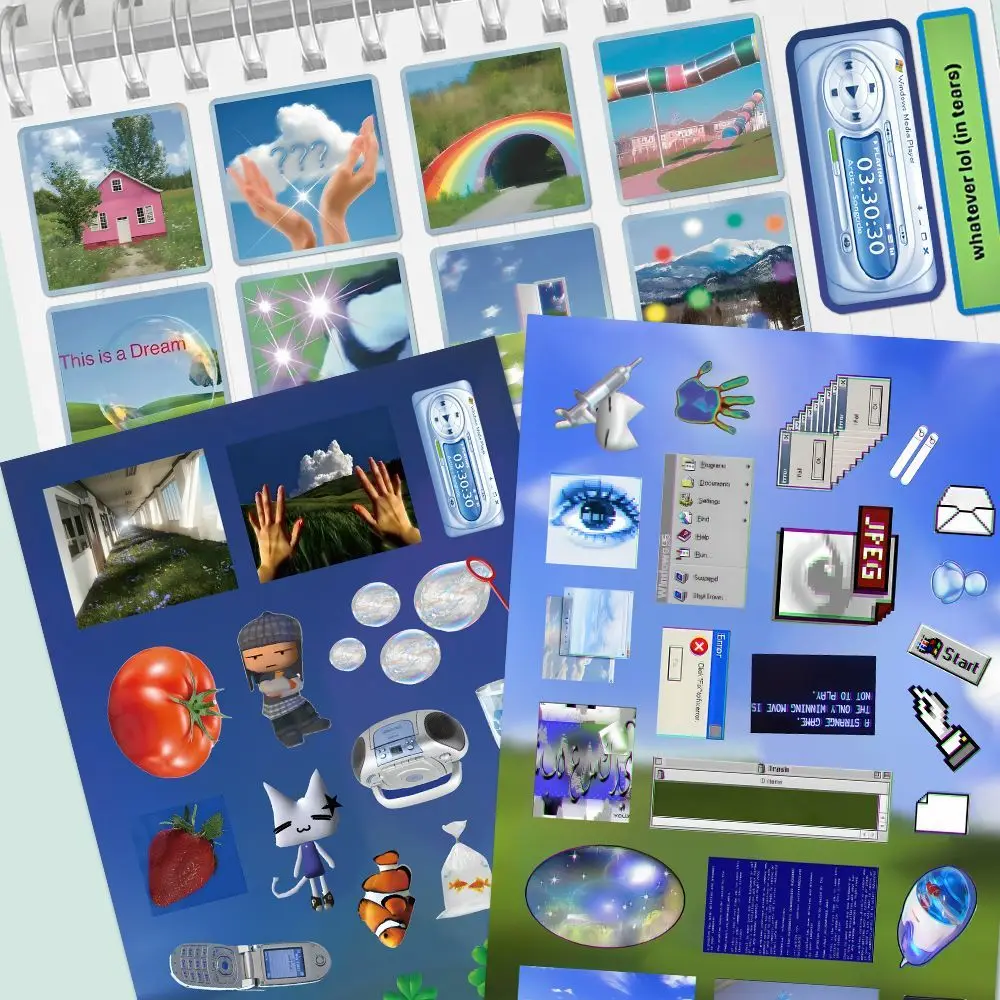 8Pcs Retro Y2K Stickers DIY Handbook Phone Case Collage Material Deco Sticker Aesthetic Scrapbooking Planner Journaling