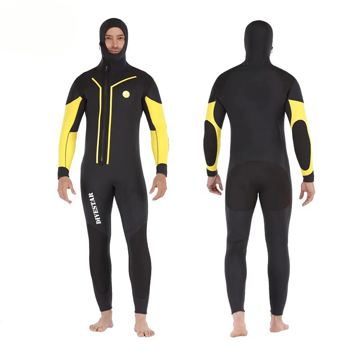 Men's 7mm Neoprene Hoodie Wetsuit Front Zip Full Body Keep Warm Velvet Scuba Diving Suit Underwater Hunting Surfing Spearfishing