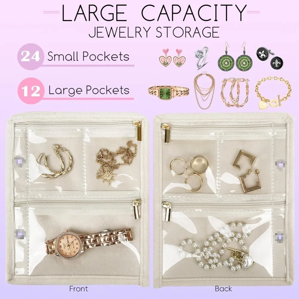

Transparent PVC Jewelry Display Bag Multi-Layer Zipper Necklace Ring Packing Bag Portable Storage Case Earrings Organizer