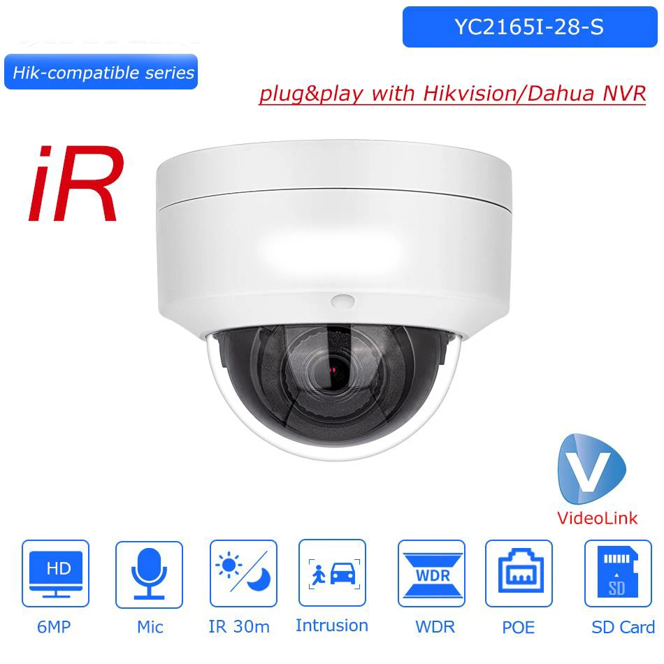 hikvision compativel 6mp ir dome camera ip microfone embutido deteccao de veiculo humano cctv camera ip de vigilancia de seguranca 01