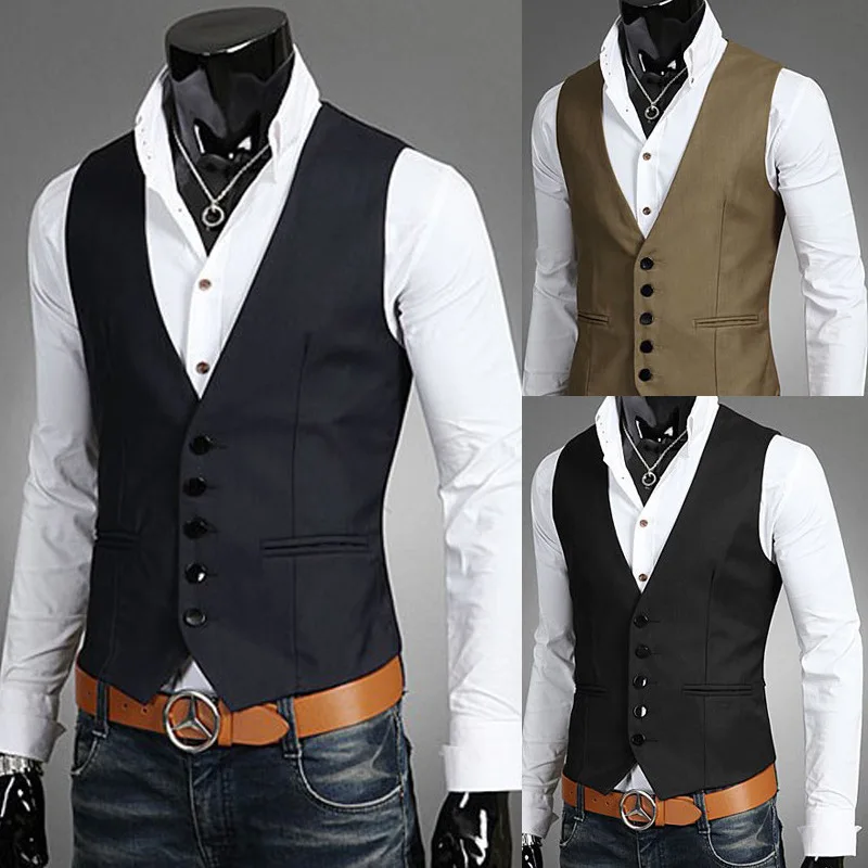 

Men's Trendy Korean Version Of The New Slim-fit Vest Jacket Suit Large Size Solid Color Fashion Trend Vest