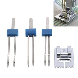 3pcs Twin Stretch Machine Needle With Multifuctional Presser Foot Double Needles Pins Sewing DIY Craft Tool For Sewing Machine