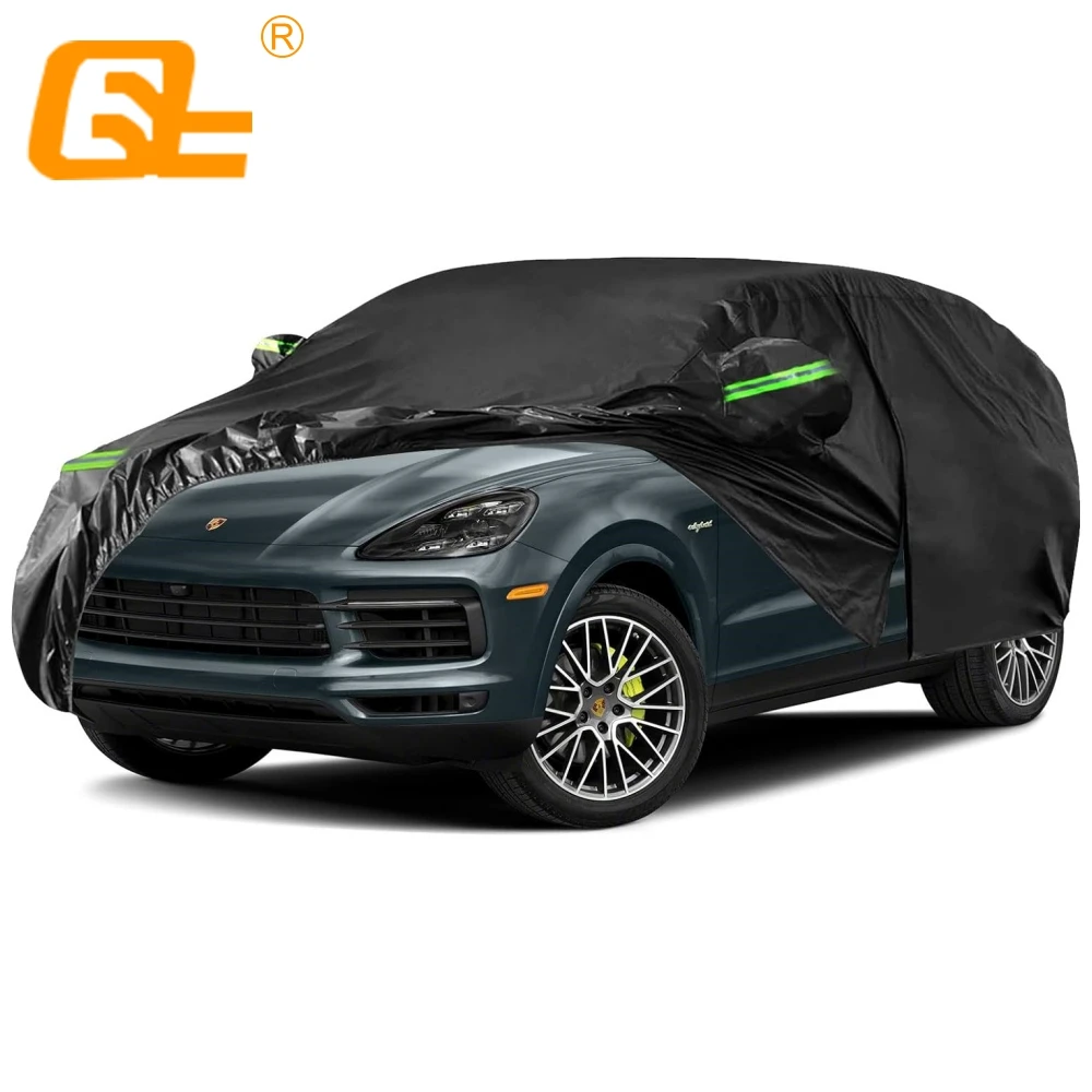 Waterproof Car Cover Fit 2009-2024 Porsche Cayenne with Zipper Door & Windproof Bands  for Snow Rain Dust Hail Protection