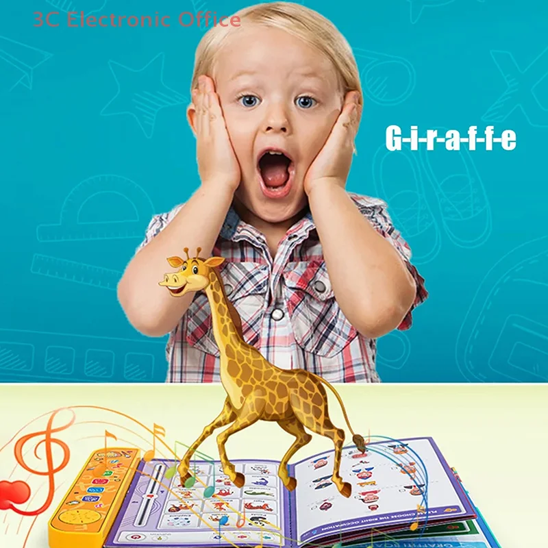 Livro de toque de aprendizagem de inglês ingenado para crianças, função de som interativa, caneta reutilizável, excelente presente de aniversário.