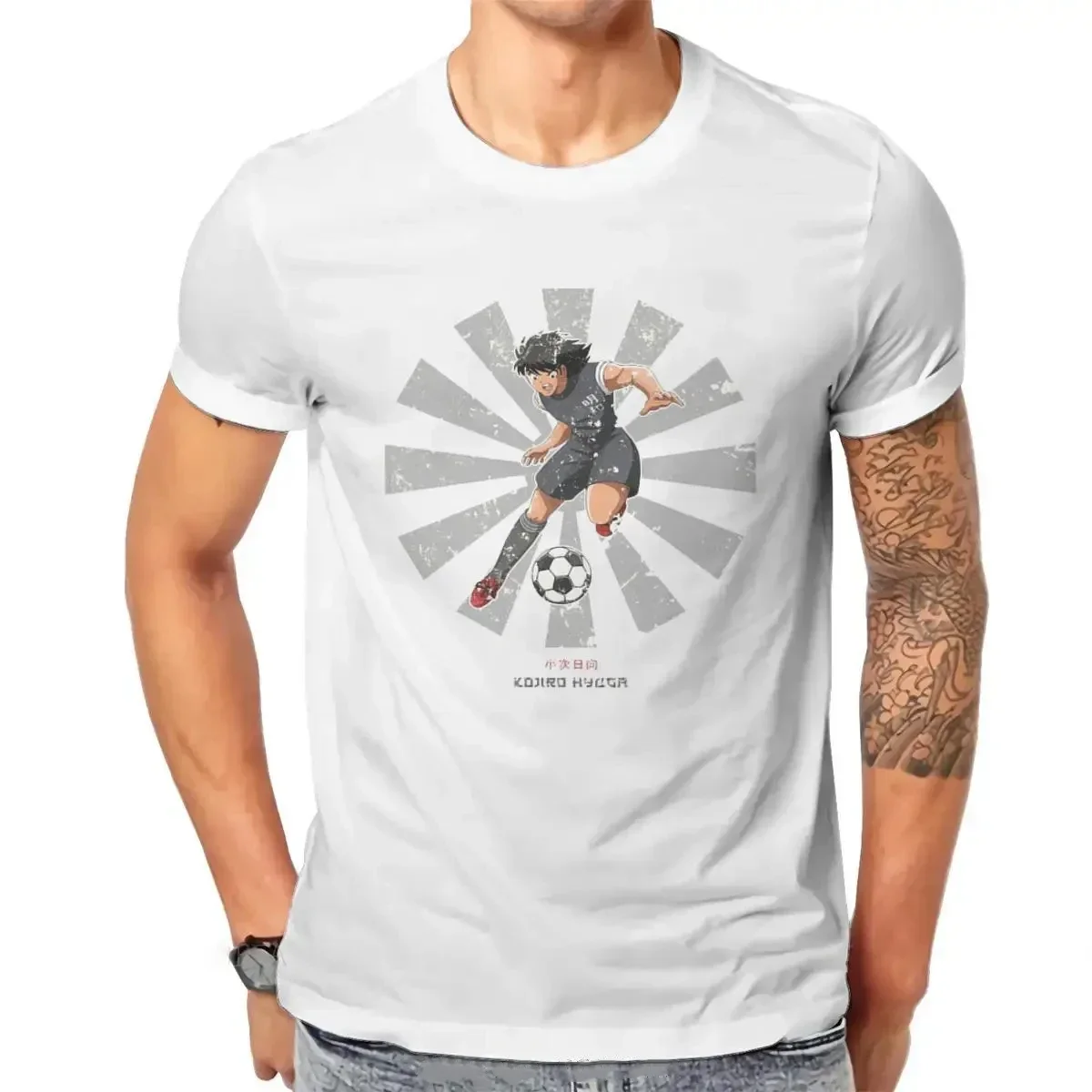 Captain Tsubasa Football Anime Kojiro Hyuga Tshirt Harajuku Fashion Men's Clothing Tops Big Size Cotton Crewneck T Shirt