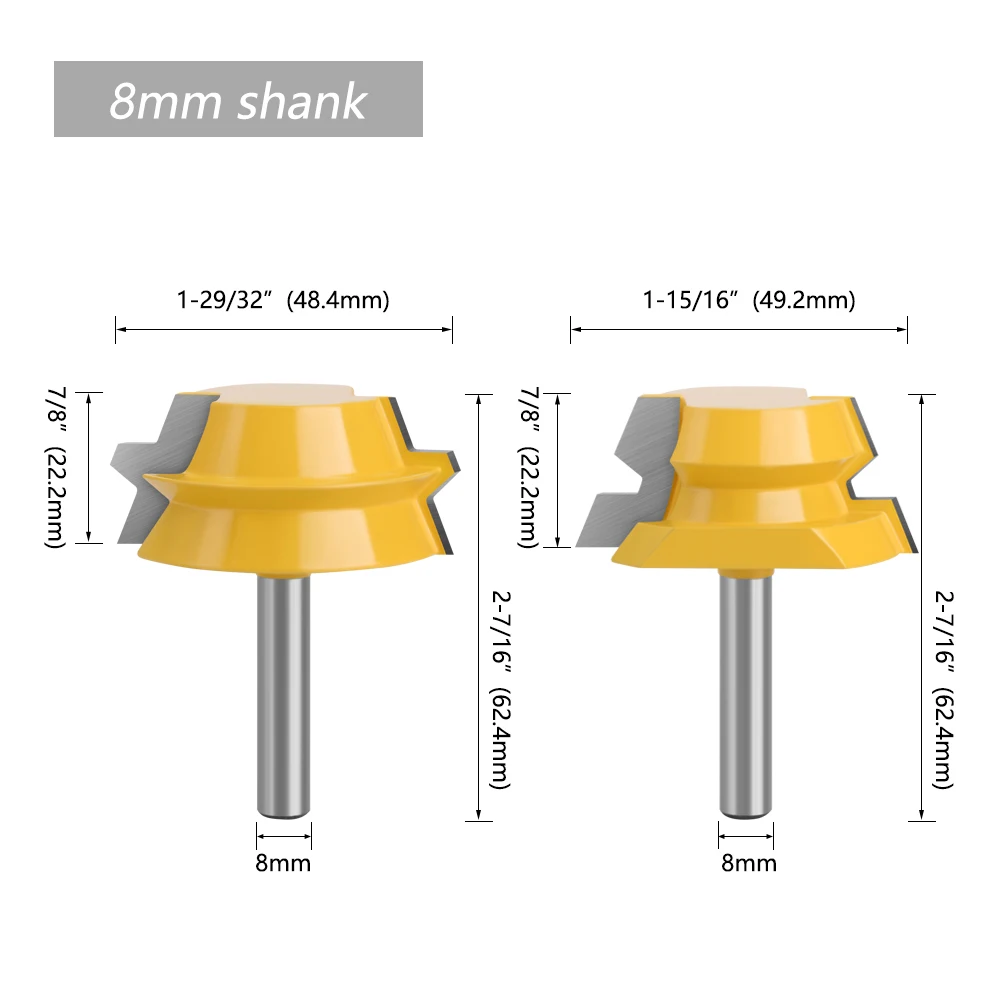 Imagem -02 - Lavie Peças mm Haste de Bloqueio Mitra Tenon Roteador Bits 22.5 Graus Cola Marcenaria Fresa Conjunto para Madeira Cortador Mc02065