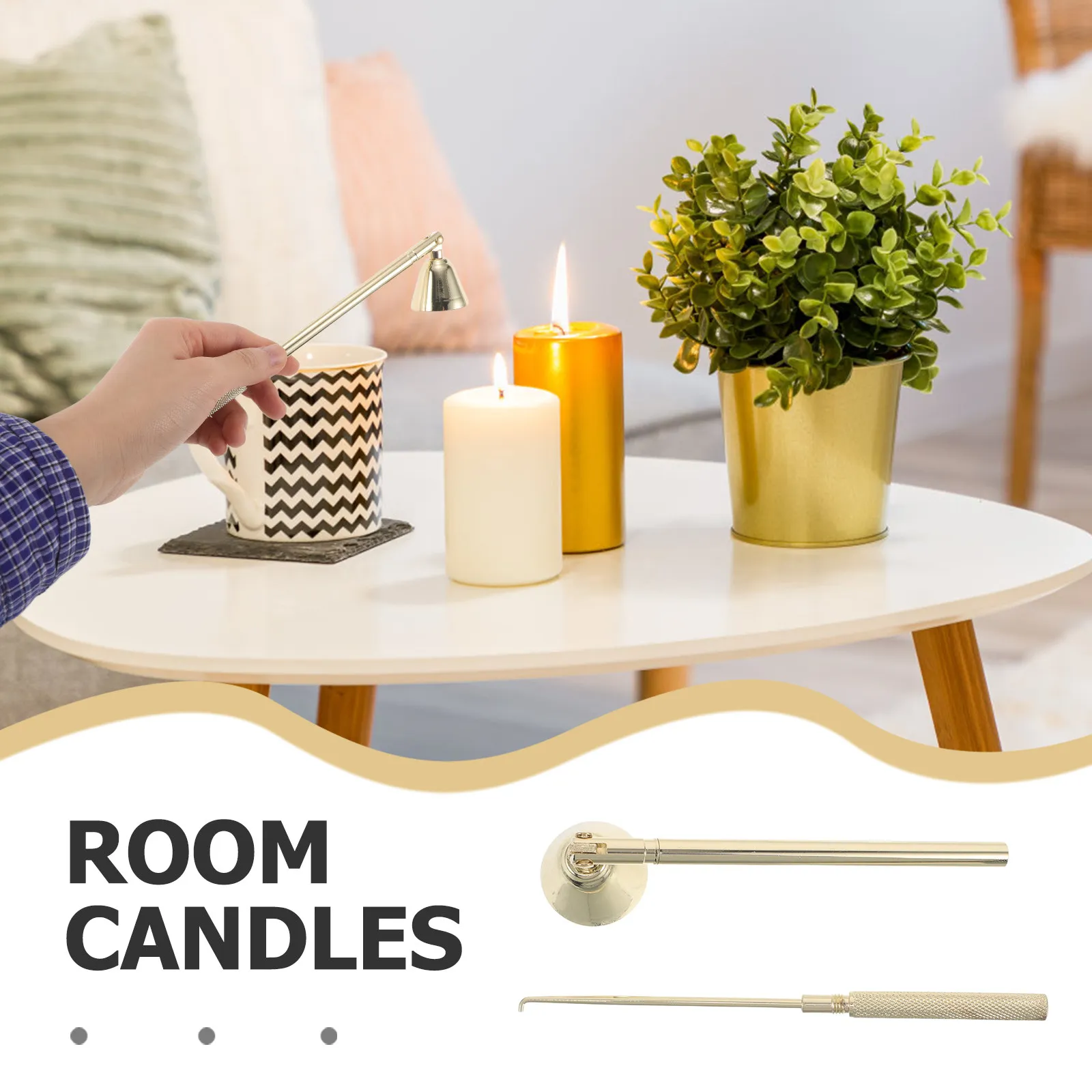 Stainless Steel Snuffer 2-in-1 Wick Extinguisher Long Handle Flame Snuffer for Jar Tea Light Wick Care Tool