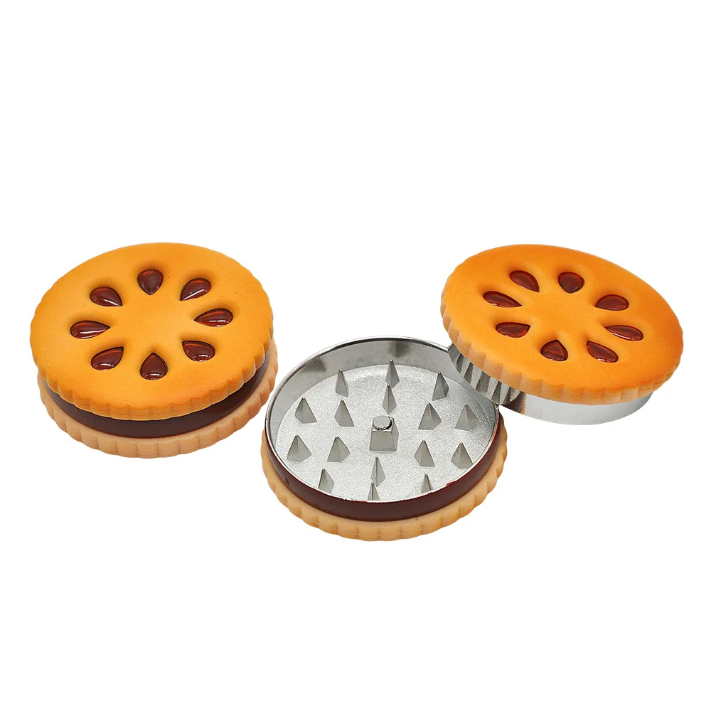 Cookie Metal Grinder Shape 55mm Biscuit Tabacco Grinder Crusher 2 Layer Dried Flowers Herbs Home Funny Gift for Men