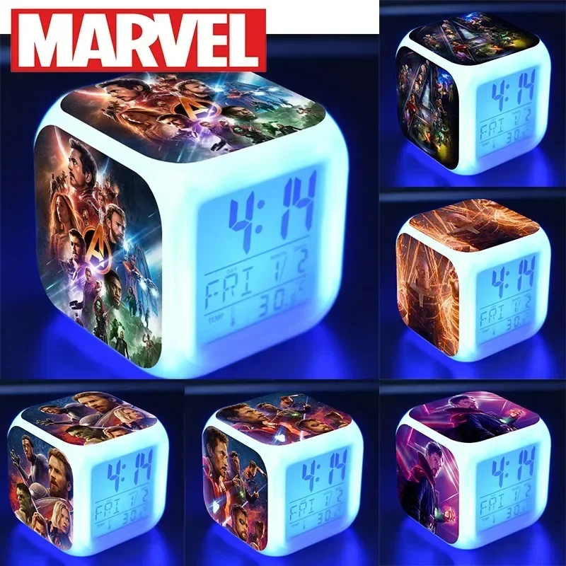 New Marvel Peripheral Color Changing Alarm Clock Spider-Man Cartoon Creative Personality Wake Up Magic Color Alarm Clock Gifts