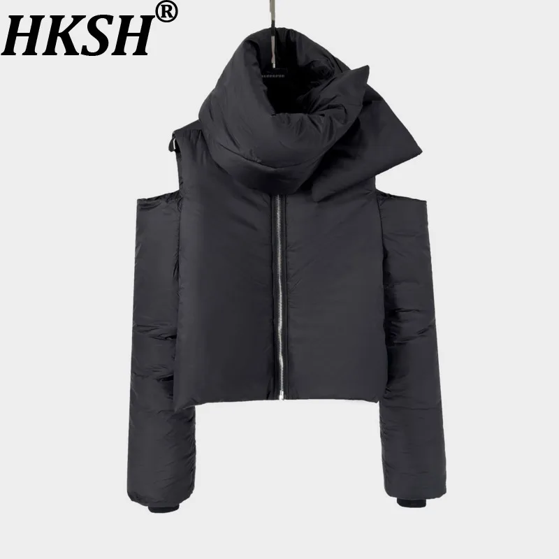HKSH Off-Shoulder Jacket Darkwear Spring Autumn Winter Men Tide Zipper-Up Long-Sleeved Cotton Padded Coats Down RO Style HK27351