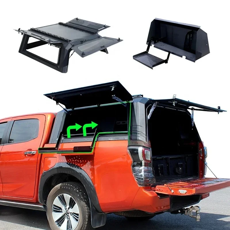 High Quality Aluminum Steel Hard Top Roof Rack Canopy Sliding Window Tonneau Cover