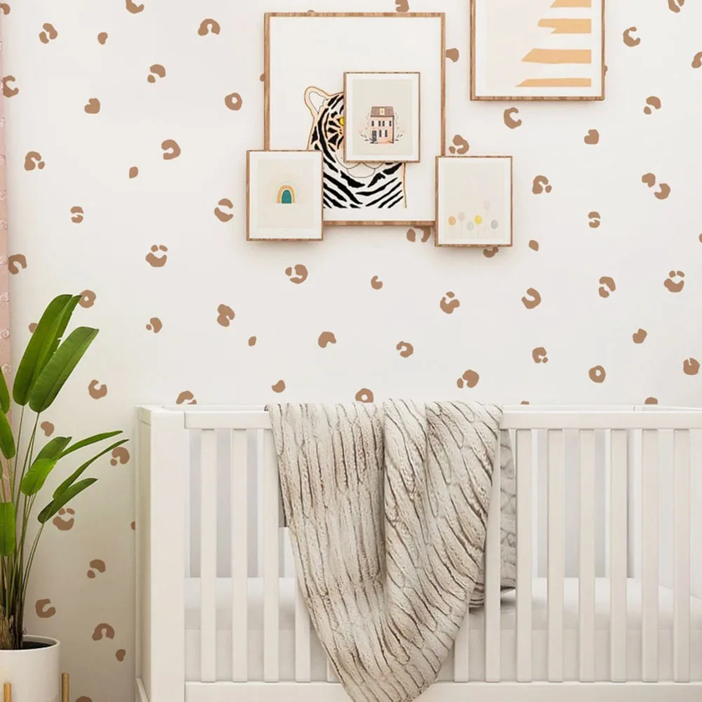 70Pcs Safari Cheetah Spot Wall Sticker Baby Nursery Kids Room Polka Dot Jungle Animal Wall Decal Playroom Bedroom Vinyl Home Dec