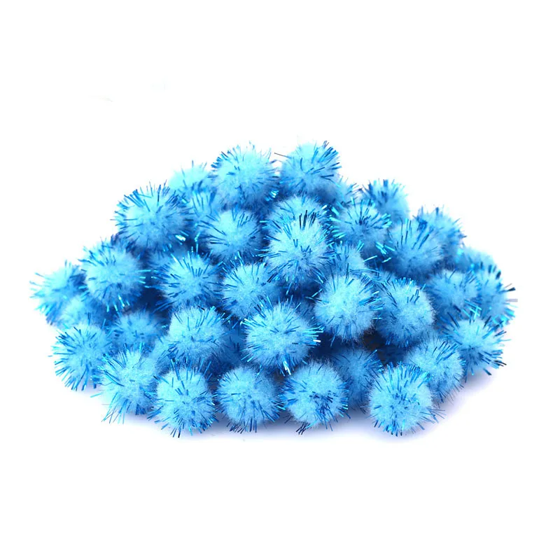 100pcs Colored Glitter Balls pompom Furry Balls Kids DIY Craft Supplies Handmade Creative Decoration Materials pom poms KQ001