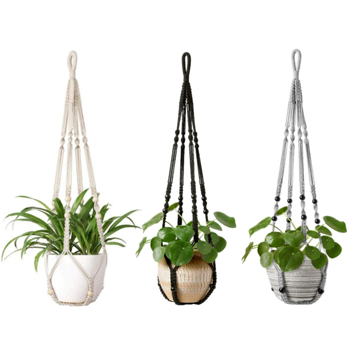 Craft Macrame Plant Hangers Handmade Cotton Rope Pot Holder Decorative Hanging Planter Basket Living Room Balcony