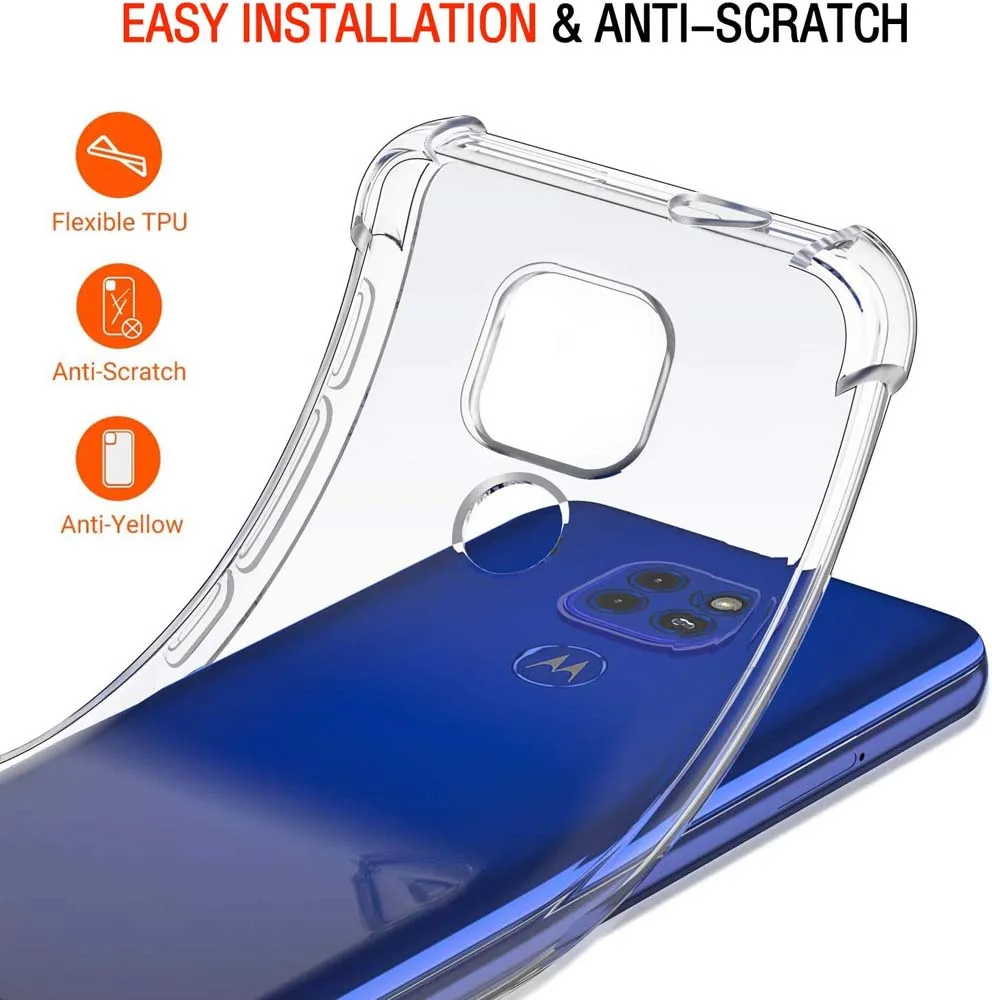 Clear Case For Moto E7 Plus E7i Power E6s 2020 Thick Shockproof Soft Silicone Phone Cover for Motorola E40 E30 E32 E32s E22 E22i