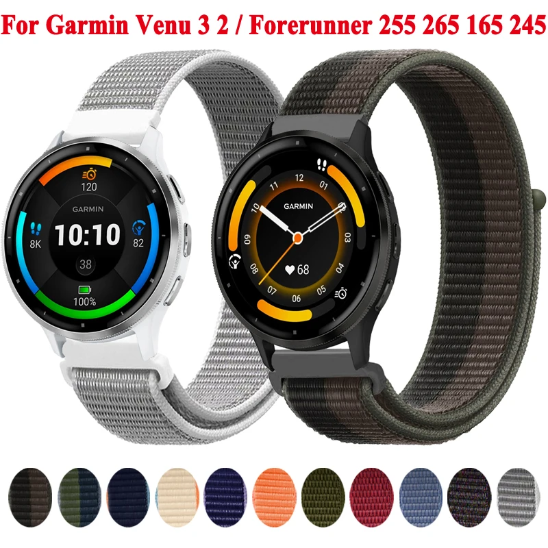 20mm 22mm Nylon Watch Strap For Garmin Venu 3 2 Plus Sq Watchband Bracelet Forerunner 165 55 645 245 255 265 Wristband