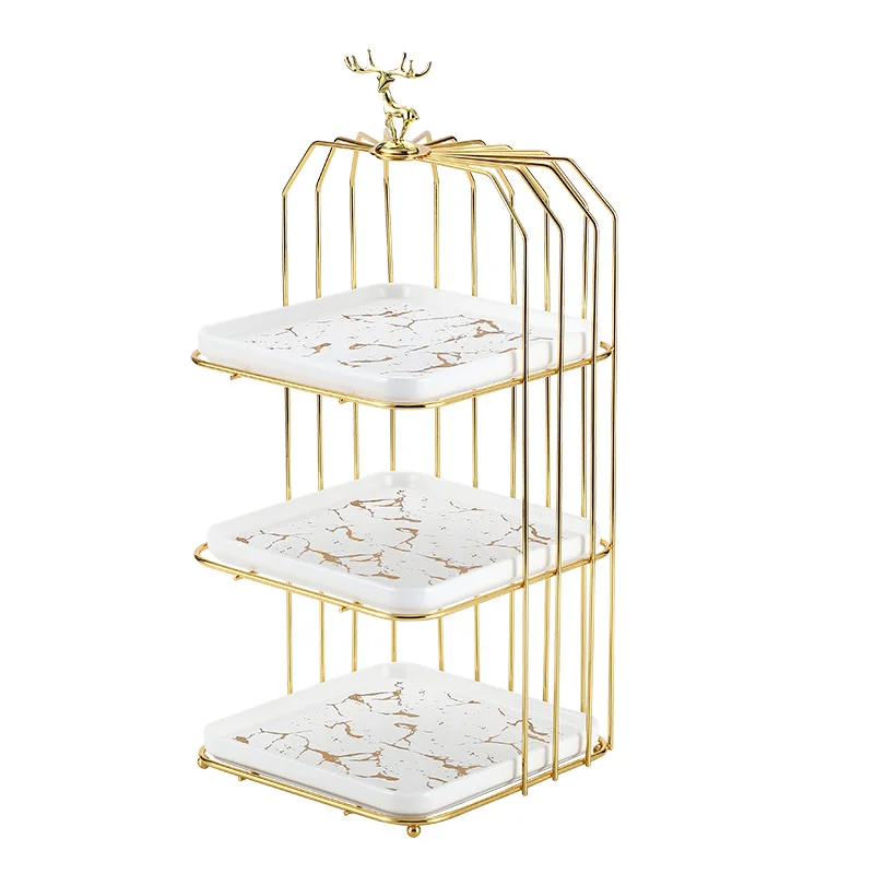 Hotel Creative Dim Sum Dessert Desk Front Desk Plate Afternoon Tea Three-layer Dim Sum Display Rack Fruit Plate Candy Storage Ra