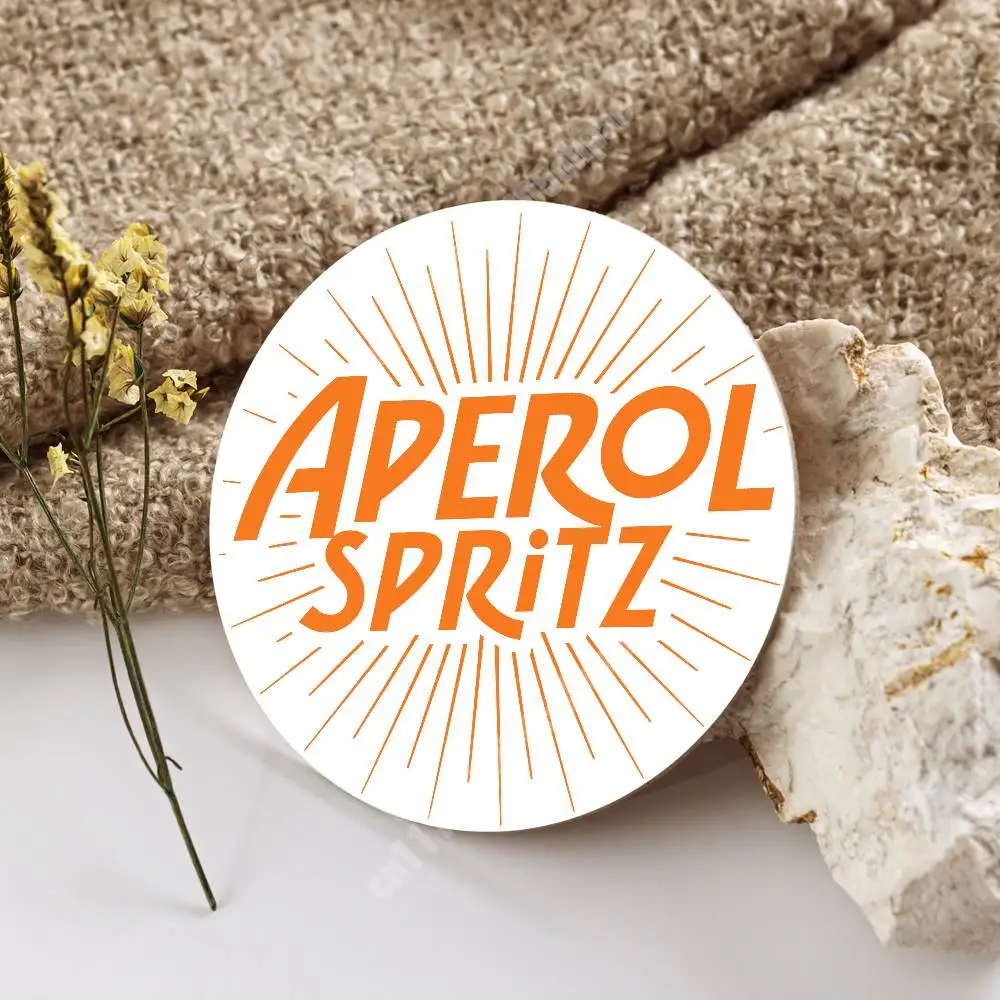 A-Aperol S-Spritz Orange Prosecco Wooden Cup Mat Americano Beer Milk Water Coaster for Baking Studio