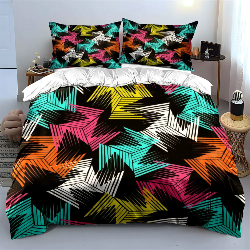 

Colorful Geometric Three-Piece Set Design kid's and adults' bedroom decor, Exquisite three-piece bedding set gift