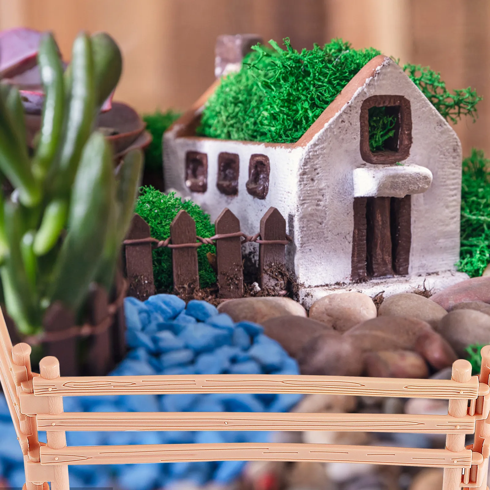 

50Pcs Beige Fences Imaginative Play Farm Landscape Building Kit for Kids Pretend Play Outdoor Scene Setup Toy Fence