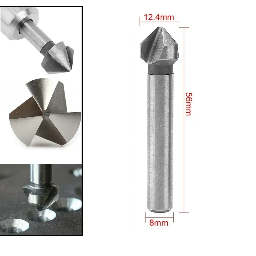 3 Flute Countersink Boring Drill Bit 90Degree Chamfering Tools Wood Metal Chamfer Drill 6.3/8.3/10.4/12.4/16.5/20.5mm