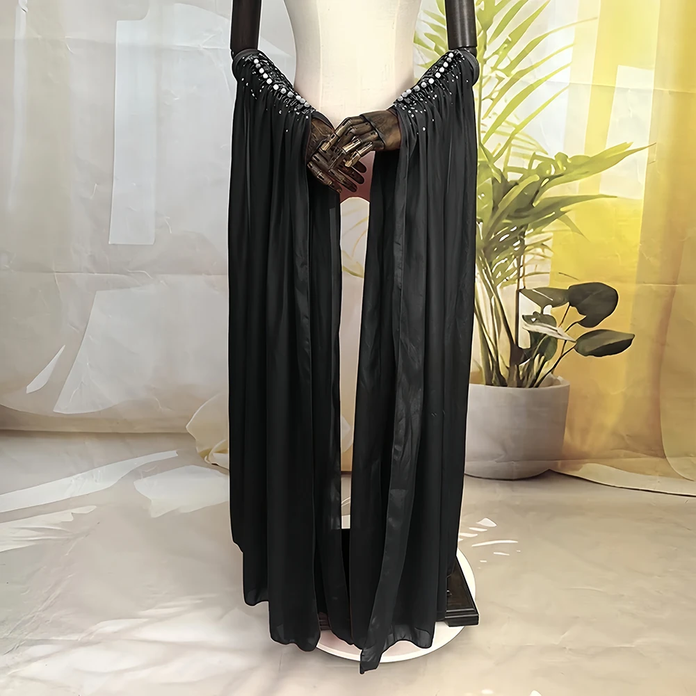 اكسسوارات قاعة الرقص الوردي الأبيض حجر الراين لوازم الرقص النبيذ الأصفر الأحمر الأسود حجر الراين الخرز الأكمام العائمة الكبيرة