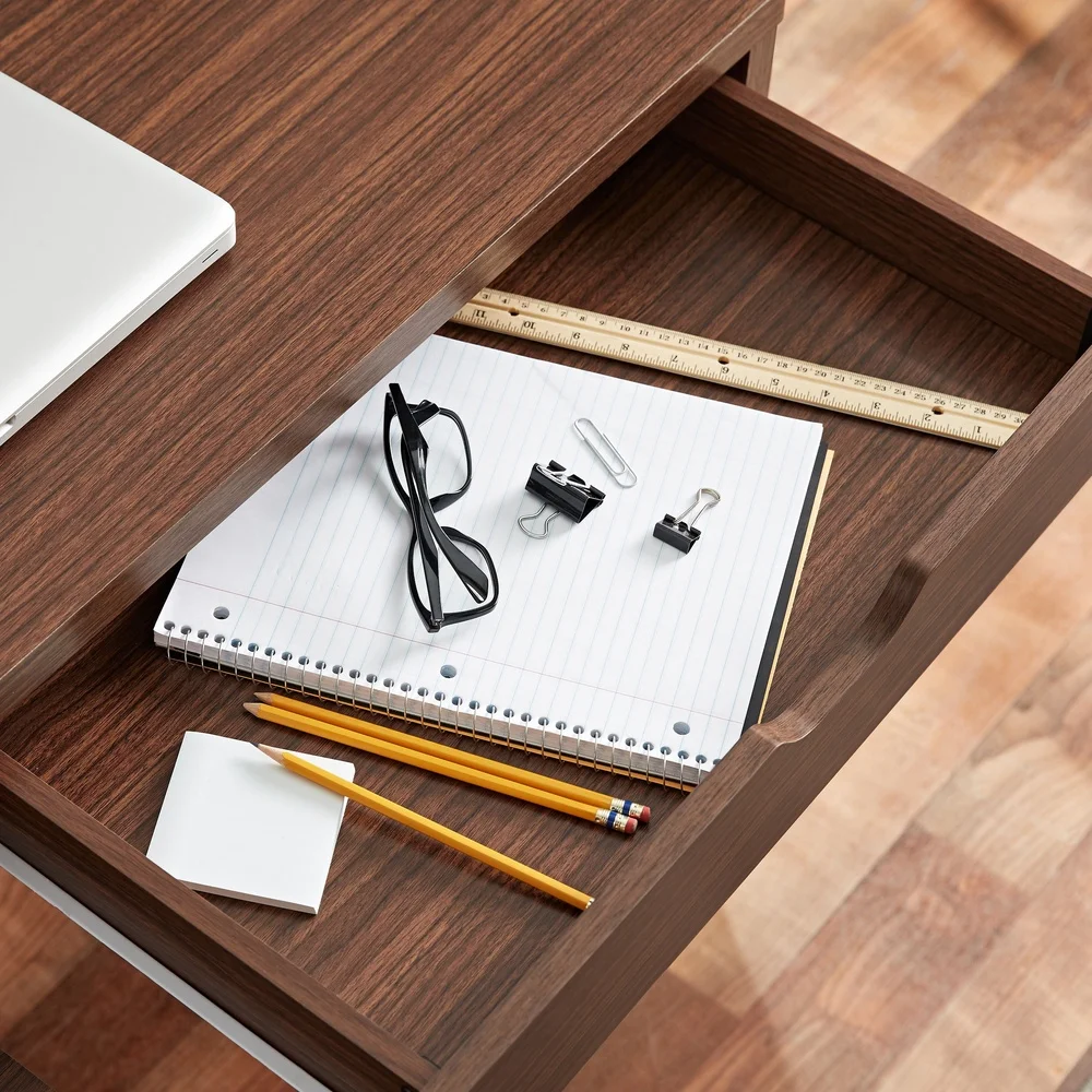 Perkins Desk with File Storage and Metal Frame Perfect Home Office Laptop Workspace