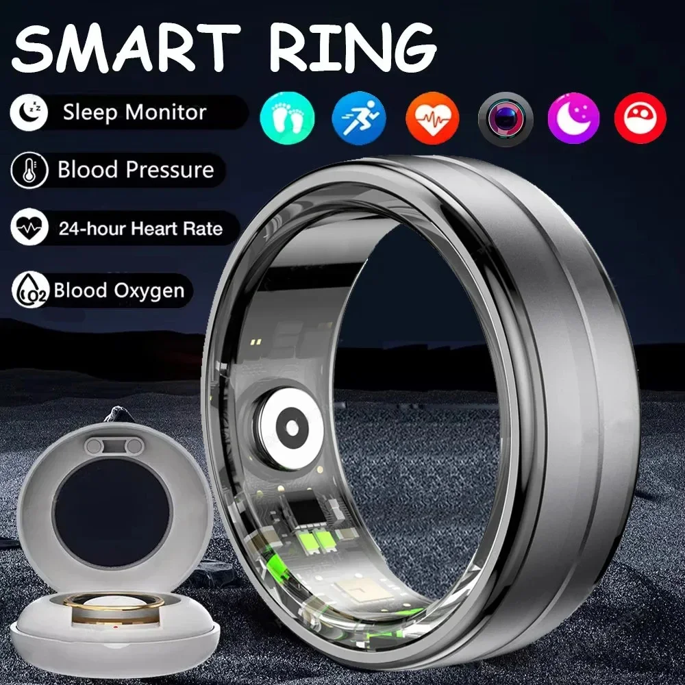 

2024 Ring Men 5ATM Waterproof Smart Ring For Men Women Health Monitoring 100+ Sport Modes Fitness Tracking Waterproof Sport Ring