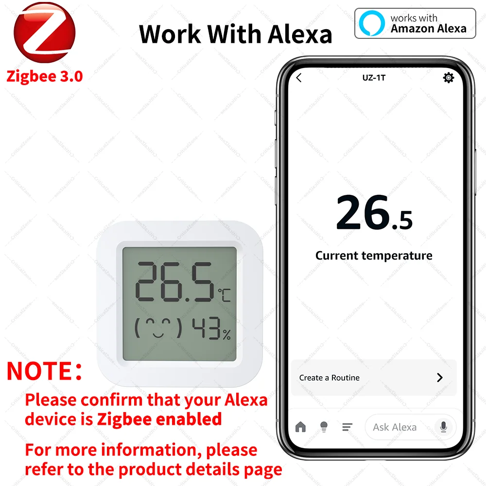 Zigbee 3.0 Temperatur- und Feuchtigkeitssensor, Fernbedienung über eine App, Thermometer für das Smart Home, kompatibel mit Tuya Smart Life und Yandex Z2mQTT. – Detail 4