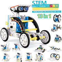 Newest 13 in 1 Solar Robot Kit  STEM Educational Toy DIY Science Experiment Technological Gadgets Electric Solar Robots for Kids