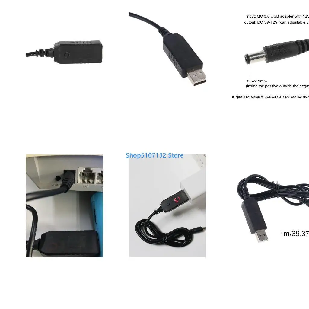 87HD USB To 5V-12V Adjustable Step Up 5.5x2.1mm Cable Power