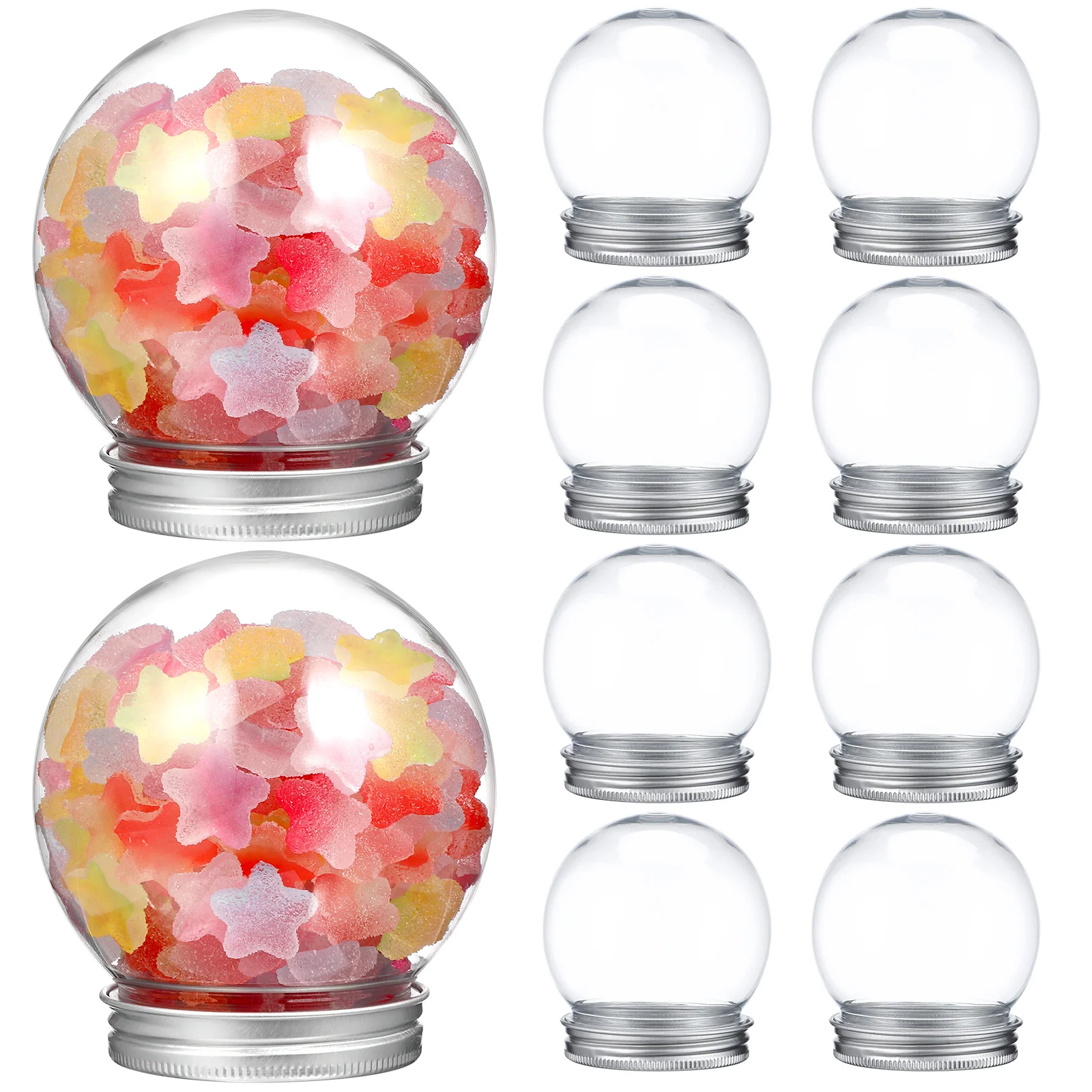 

10Pcs Clear Plastic Snow Globes DIY Water Globe Craft Balls 150ml Empty Containers for Candy Jewelry Gifts Snow Globes