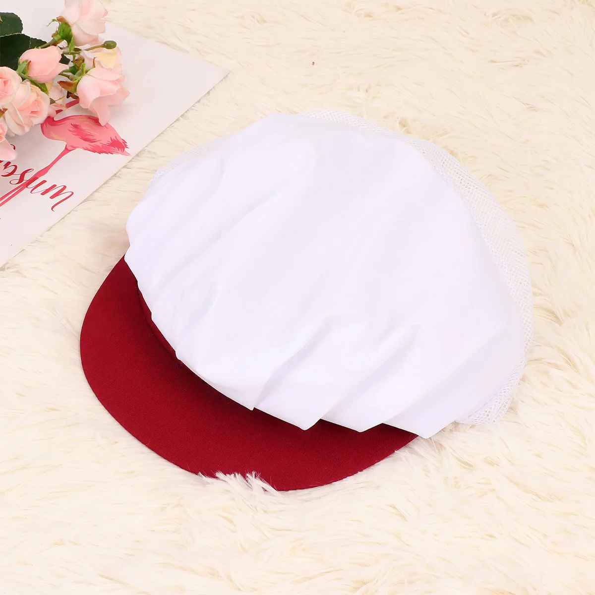 Chef Hat Red Mesh Working Cap Lightweight Breathable Protective Workwear For Kitchen Workshop Sanitary Use Men Women