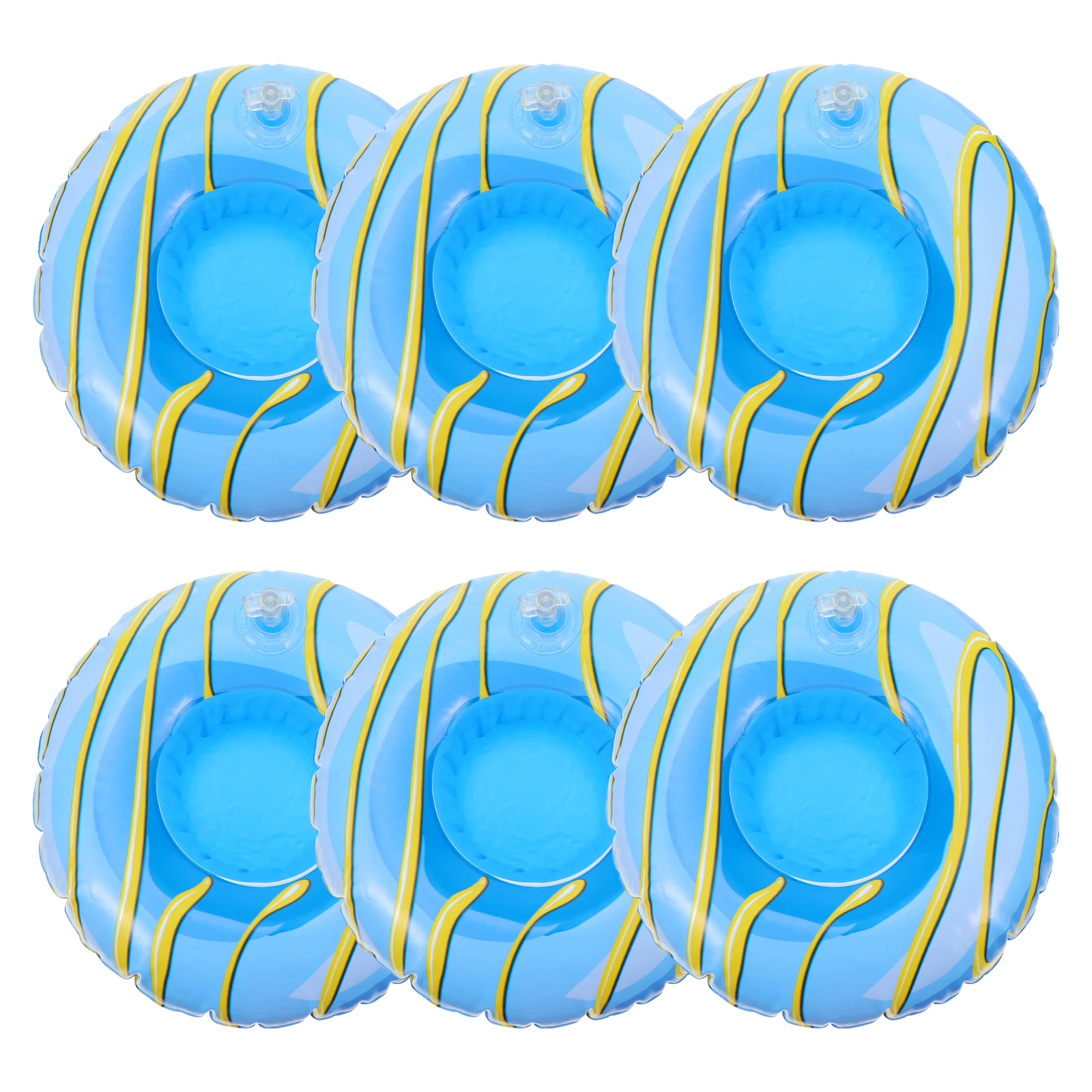 6 Stück aufblasbare Getränkehalter aus PVC, schwimmendes Getränk, leicht, für Pool, Strand, Party, Wellen-Design, Wassersport, Veranstaltungen