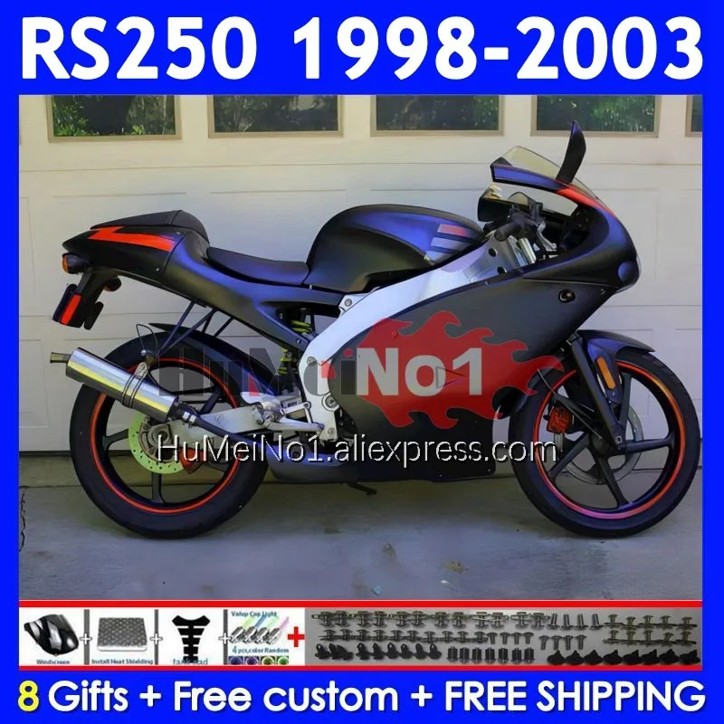 RS250RR For Aprilia RSV250 RS 250 RS250 RR 98 99 00 01 02 03 318No.77 RS-250 flat black 1998 1999 2000 2001 2002 2003 Fairing