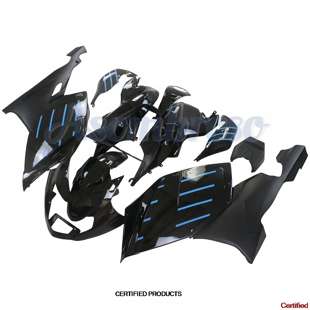 New All Black Protective Bodywork fairing kit for K1200S 2005 2006 2007 2008 2009 2010 K1200 floral lines in blue