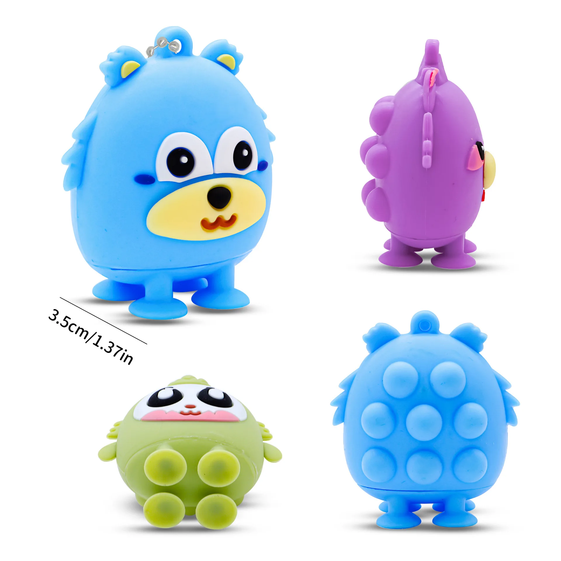 12/24PCS for Kids Adult 3D Animal Pop Fidget Suction Stress Relief Toys Popular Bubble Push Fingertip Toys Party Favors