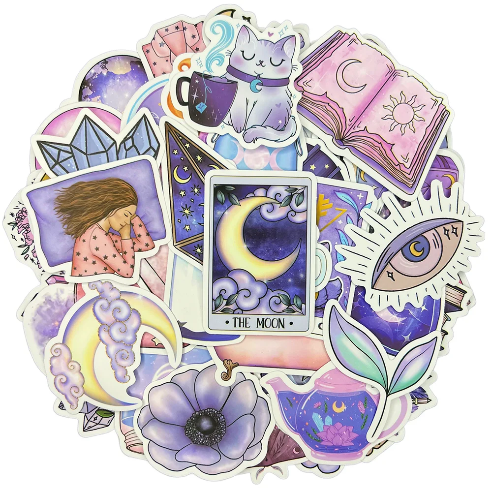 10/30/50Pcs Retro Magic Moon Waterproof Decorative Stickers Kids Toy Luggage Cup Laptop Phone Skateboard Scrapbook Aesthetic