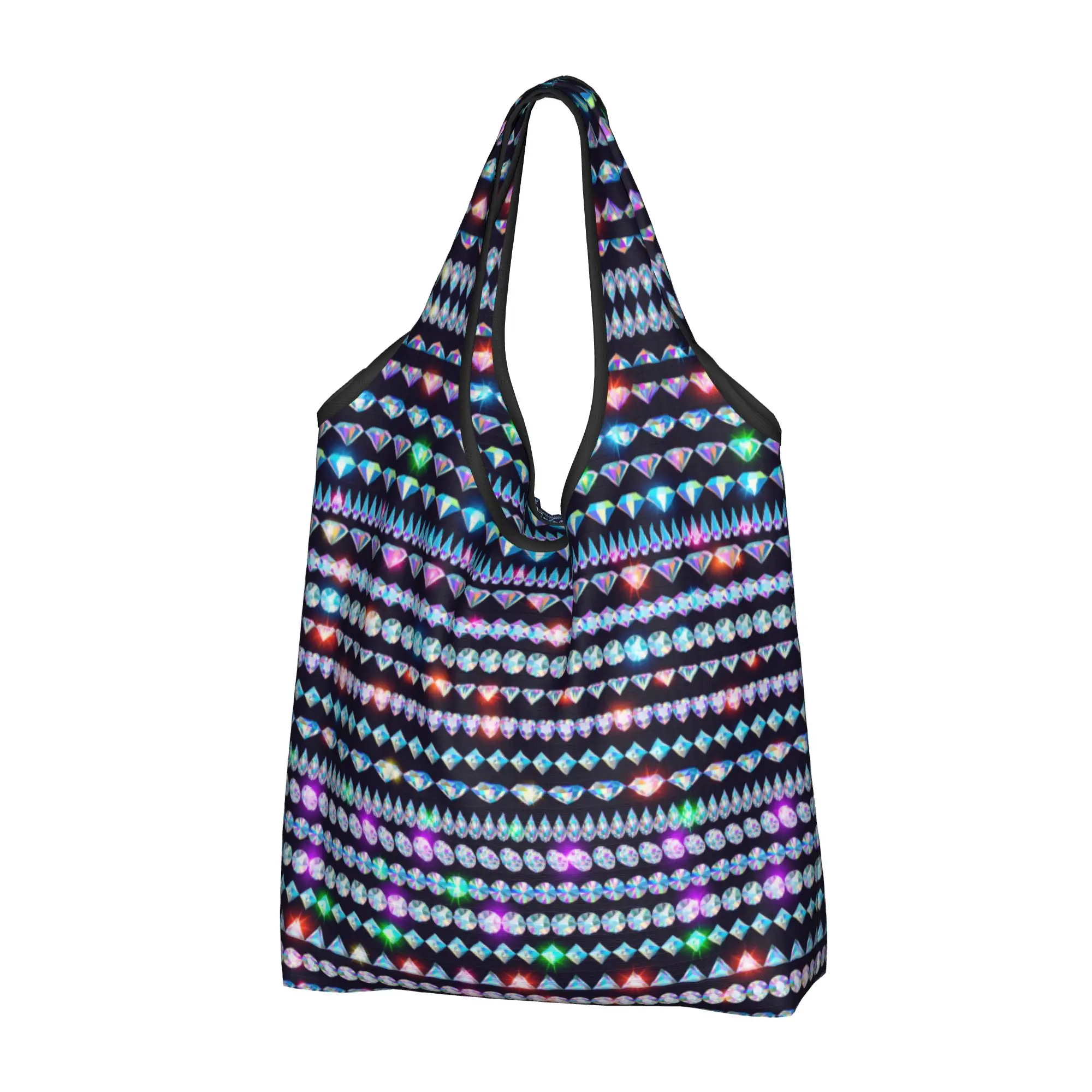 Fashion Luxury Rhinestones Grocery Shopping Tote Bags Women Cute Jewelry Diamonds Shopper Shoulder Bags Large Capacity Handbag
